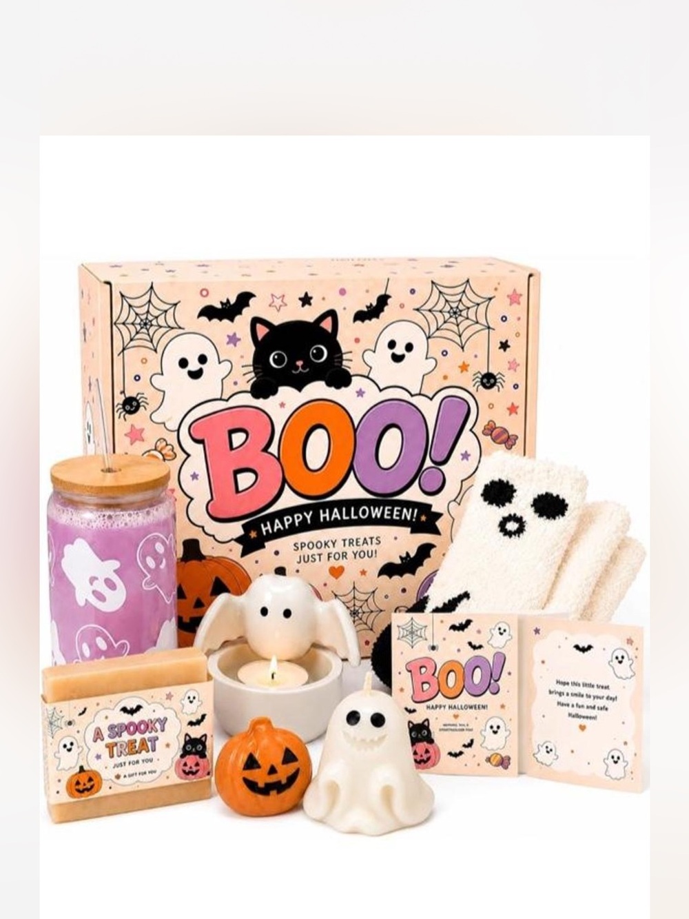 Halloween Gift Box - Cute Ghost & Pumpkin Party Set - Pink Purple